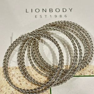 Textured Silver Bangle Sette 10pcs